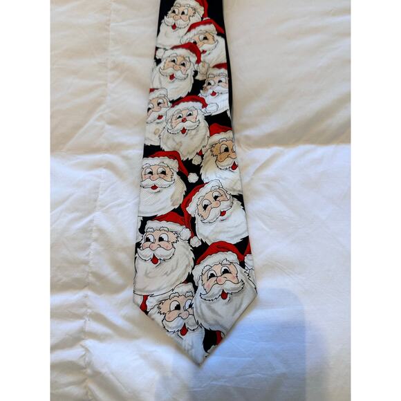 Darland Designs Men's Black red Santa Claus Musical Blinking Christmas Neck Tie - Picture 2 of 5